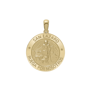 14K Gold Round San Lázaro Medallion (3/4 inch)