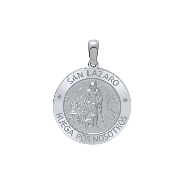 Sterling Silver Round San Lázaro Medallion (3/4 inch)