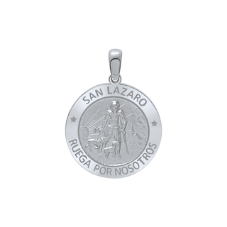 Sterling Silver Round San Lázaro Medallion (3/4 inch)