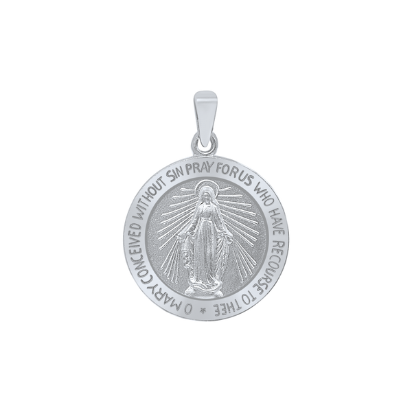 Sterling Silver Round Miraculous Medallion (5/8 inch - 1 1/4 inch)