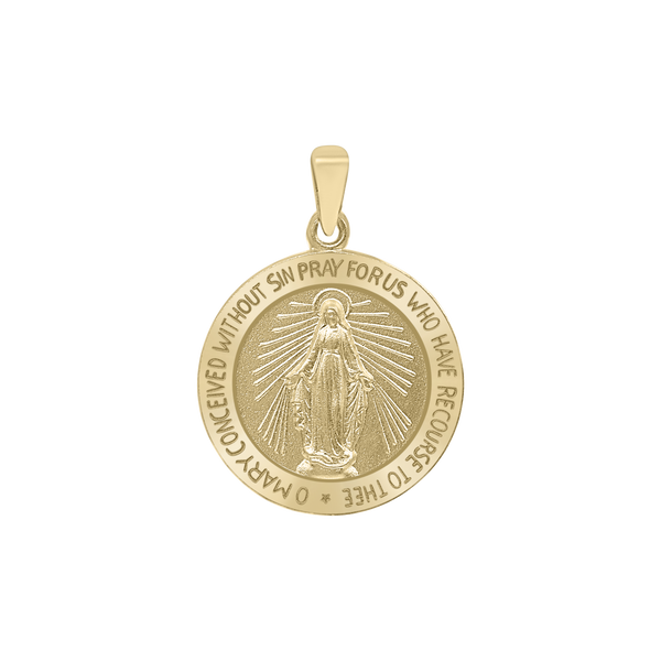 14K Gold Round Miraculous Medallion (5/8 inch - 1 1/4 inch)