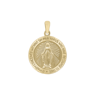 14K Gold Round Miraculous Medallion (3/4 inch)