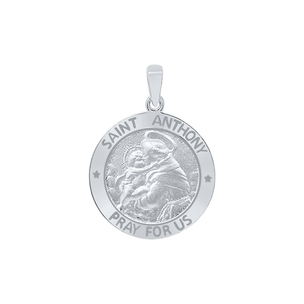 Sterling Silver Round Saint Anthony Medallion (5/8 inch - 1 inch)