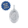 Sterling Silver Oval Saint Anthony Medallion (3/4 inch - 7/8 inch)