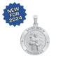 Sterling Silver Round Saint Roch Medallion (3/4 inch)