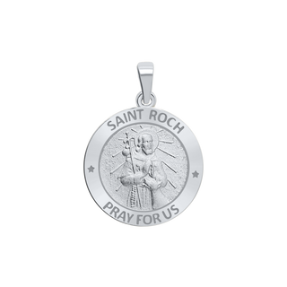 Sterling Silver Round Saint Roch Medallion (3/4 inch)