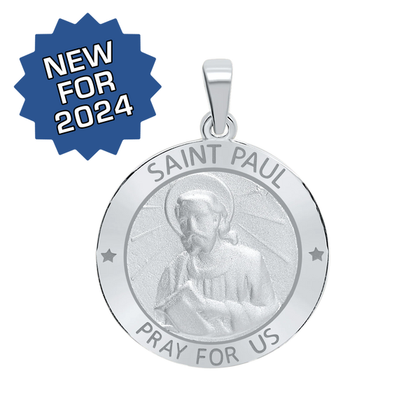 Sterling Silver Round Saint Paul Medallion (5/8 inch - 1 inch)