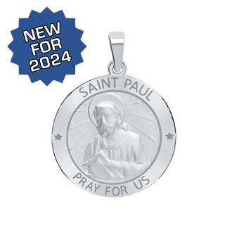 Sterling Silver Round Saint Paul Medallion (5/8 inch - 1 inch)