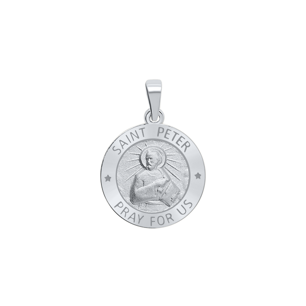 Sterling Silver Round Saint Peter Medallion (5/8 inch - 1 inch)