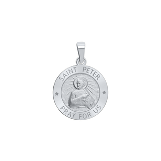 Sterling Silver Round Saint Peter Medallion (5/8 inch - 1 inch)