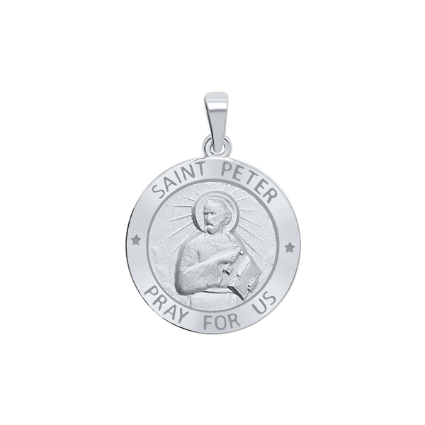 Sterling Silver Round Saint Peter Medallion (5/8 inch - 1 inch)