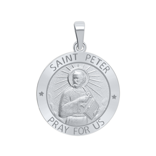 Sterling Silver Round Saint Peter Medallion (5/8 inch - 1 inch)