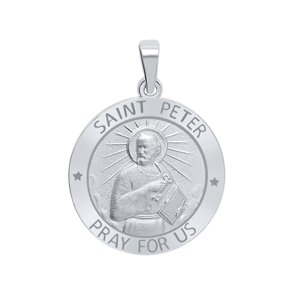 Sterling Silver Round Saint Peter Medallion (5/8 inch - 1 inch)