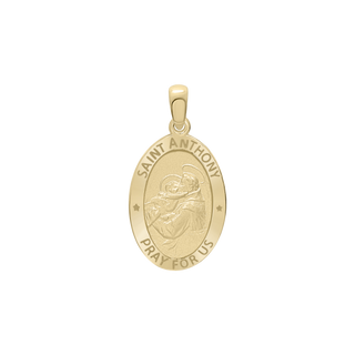 14K Gold Oval Saint Anthony Medallion (3/4 inch - 7/8 inch)