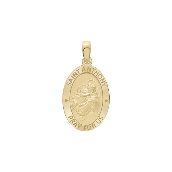 14K Gold Oval Saint Anthony Medallion (3/4 inch - 7/8 inch)