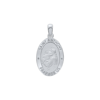 Sterling Silver Oval Saint Anthony Medallion (3/4 inch - 7/8 inch)