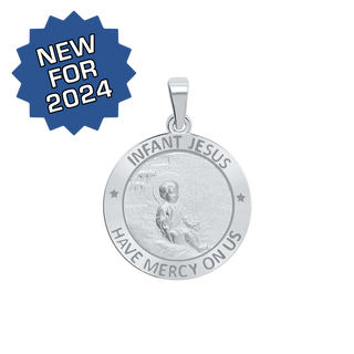 Sterling Silver Round Infant Jesus Medallion (3/4 inch)