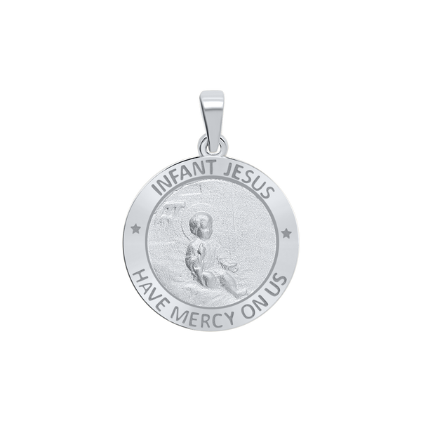 Sterling Silver Round Infant Jesus Medallion (3/4 inch)