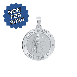 Sterling Silver Round Saint Martha Medallion (3/4 inch)