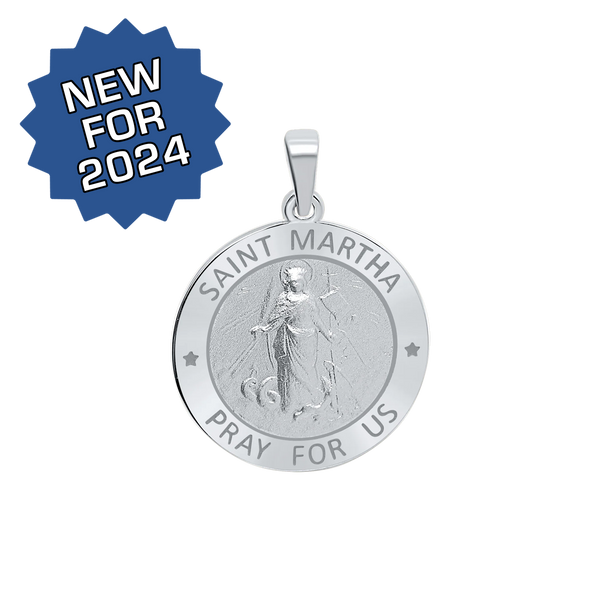 Sterling Silver Round Saint Martha Medallion (3/4 inch)