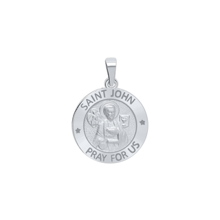 Sterling Silver Round Saint John Medallion (5/8 inch - 1 inch)