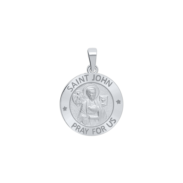 Sterling Silver Round Saint John Medallion (5/8 inch - 1 inch)