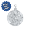 Sterling Silver Round Saint John Medallion (5/8 inch - 1 inch)