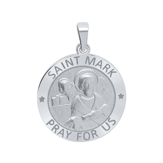 Sterling Silver Round Saint Mark Medallion (3/4 inch)