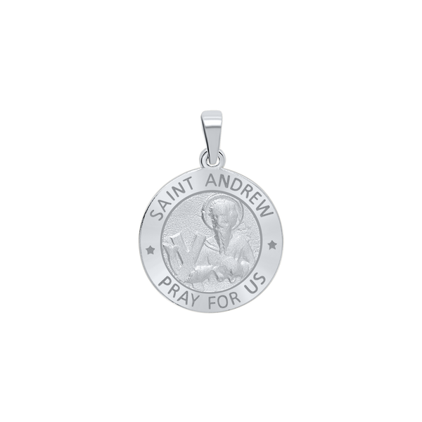 Sterling Silver Round Saint Andrew Medallion (5/8 inch - 3/4 inch)