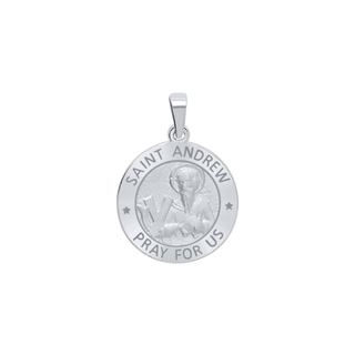 Sterling Silver Round Saint Andrew Medallion (5/8 inch - 3/4 inch)