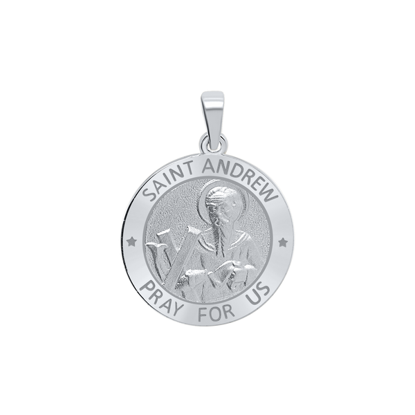 Sterling Silver Round Saint Andrew Medallion (5/8 inch - 3/4 inch)