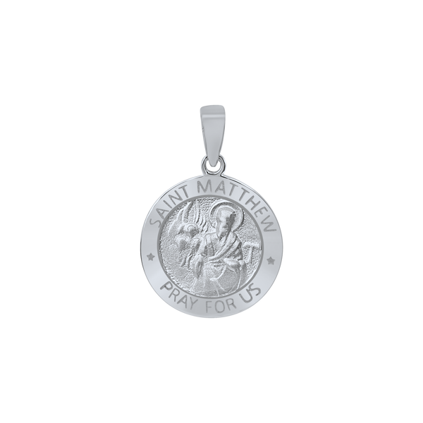 Sterling Silver Round Saint Matthew Medallion (5/8 inch - 1 inch)