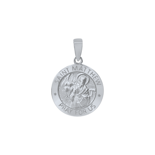 Sterling Silver Round Saint Matthew Medallion (5/8 inch - 1 inch)