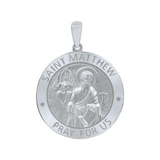 Sterling Silver Round Saint Matthew Medallion (5/8 inch - 1 inch)