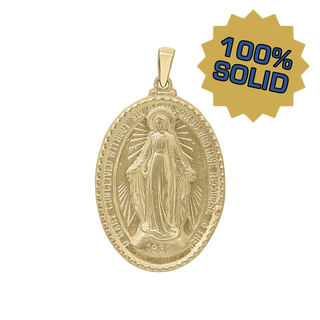 14K Gold 3D Oval Miraculous Framed Medallion (7/8 inch - 1 3/8 inch)