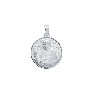 Sterling Silver Round Pope John Paul Medallion (5/8 inch - 1 inch)