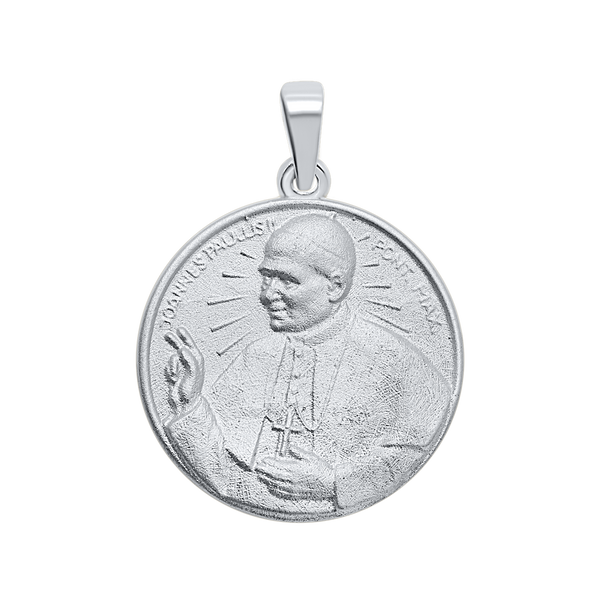 Sterling Silver Round Pope John Paul Medallion (5/8 inch - 1 inch)