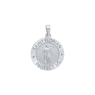 Sterling Silver Round Saint Florian Medallion (5/8 inch - 1 inch)