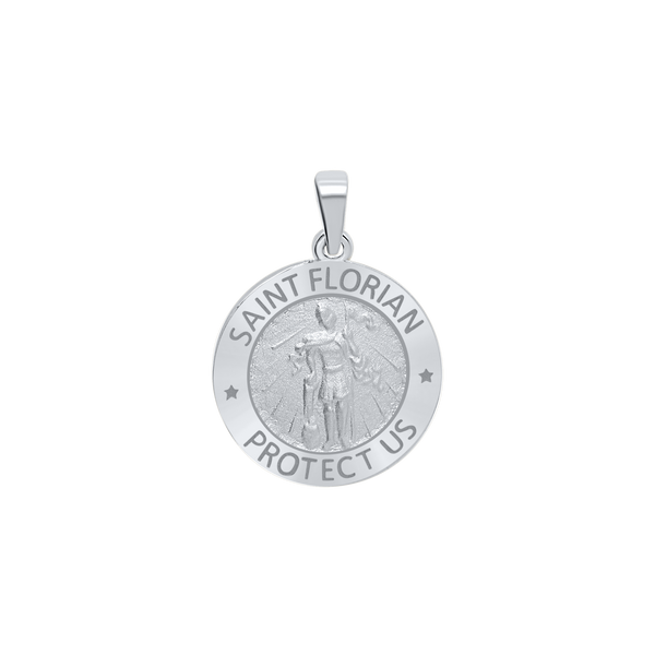 Sterling Silver Round Saint Florian Medallion (5/8 inch - 1 inch)