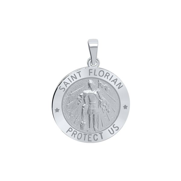 Sterling Silver Round Saint Florian Medallion (5/8 inch - 1 inch)