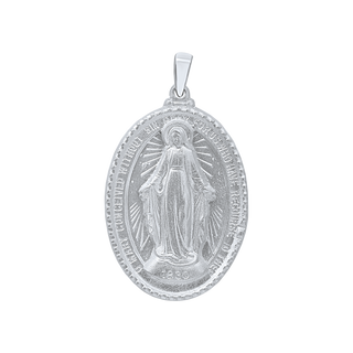 Sterling Silver 3D Oval Miraculous Framed Medallion (7/8 inch - 1 3/8 inch)