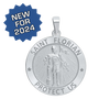 Sterling Silver Round Saint Florian Medallion (5/8 inch - 1 inch)