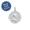 Sterling Silver Round Saint Charles Medallion (3/4 inch)