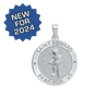 Sterling Silver Round Saint Edward Medallion (3/4 inch)