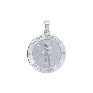 Sterling Silver Round Saint Edward Medallion (3/4 inch)