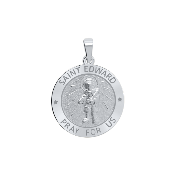 Sterling Silver Round Saint Edward Medallion (3/4 inch)