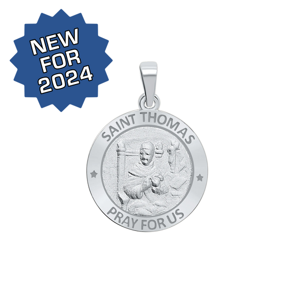 Sterling Silver Round Saint Thomas Medallion (3/4 inch)