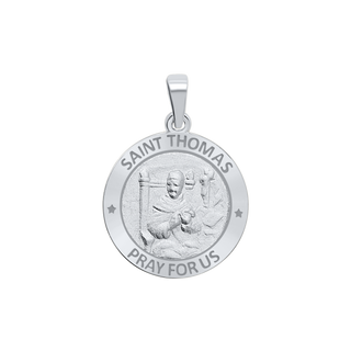 Sterling Silver Round Saint Thomas Medallion (3/4 inch)