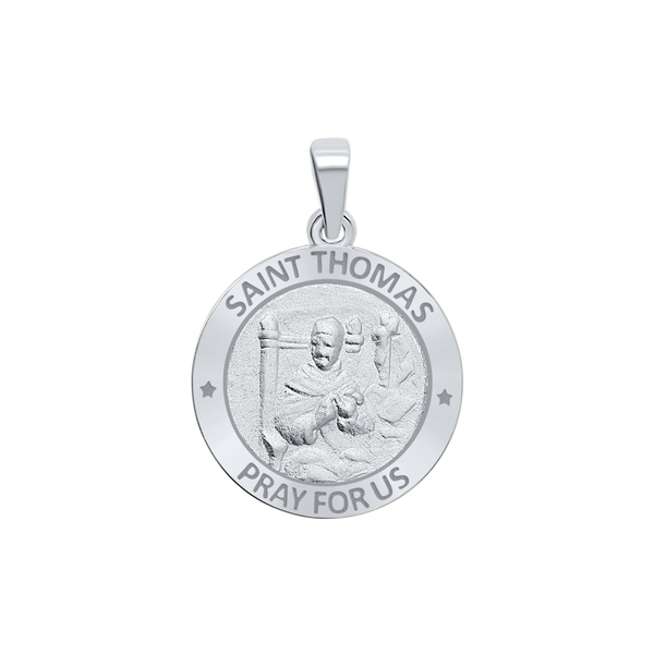 Sterling Silver Round Saint Thomas Medallion (3/4 inch)