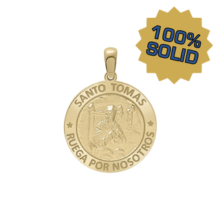 14K Gold Round Santo Tomás Medallion (3/4 inch)